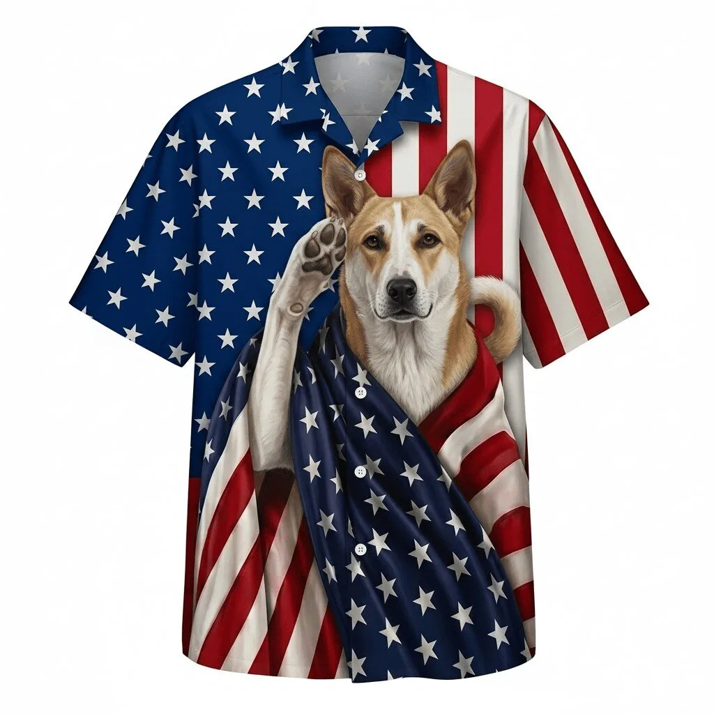 Canaan Dog Patriotic American Flag Hawaiian Shirt for Men and Women