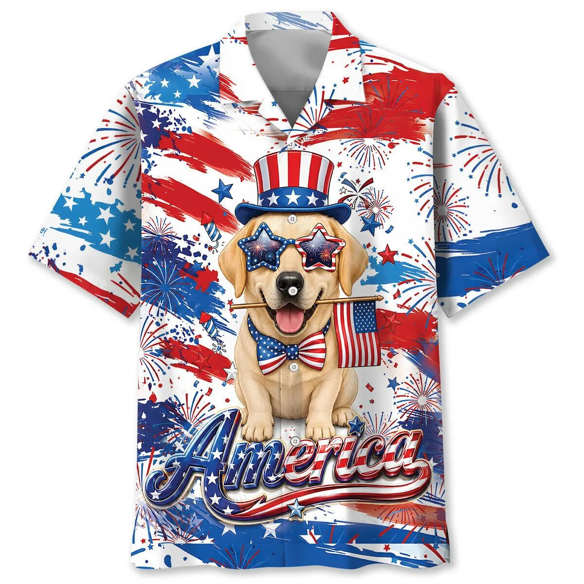 Patriotic Labrador Retriever America Independence Day Hawaiian Shirt