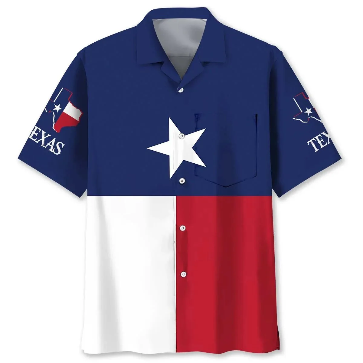 Hawaiian Shirt Featuring the Texas State Flag and Lone Star Design