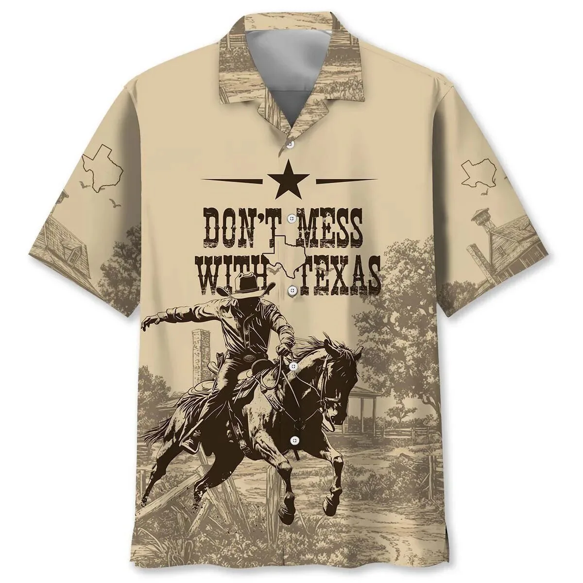 Texas Cowboy Rodeo Hawaiian Shirt - Don't Tread on Me