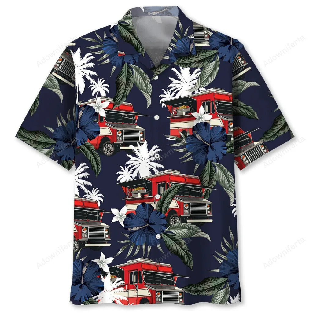 Food Truck Tropical Blue Hawaiian Shirt Summer Beach Vacation Apparel Food Truck Tropical Blue Hawaiian Shirt Summer Beach Vacation Apparel