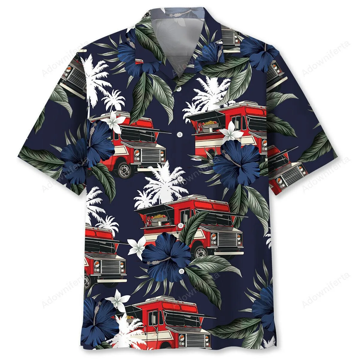 Food Truck Tropical Blue Hawaiian Shirt Summer Beach Vacation Apparel