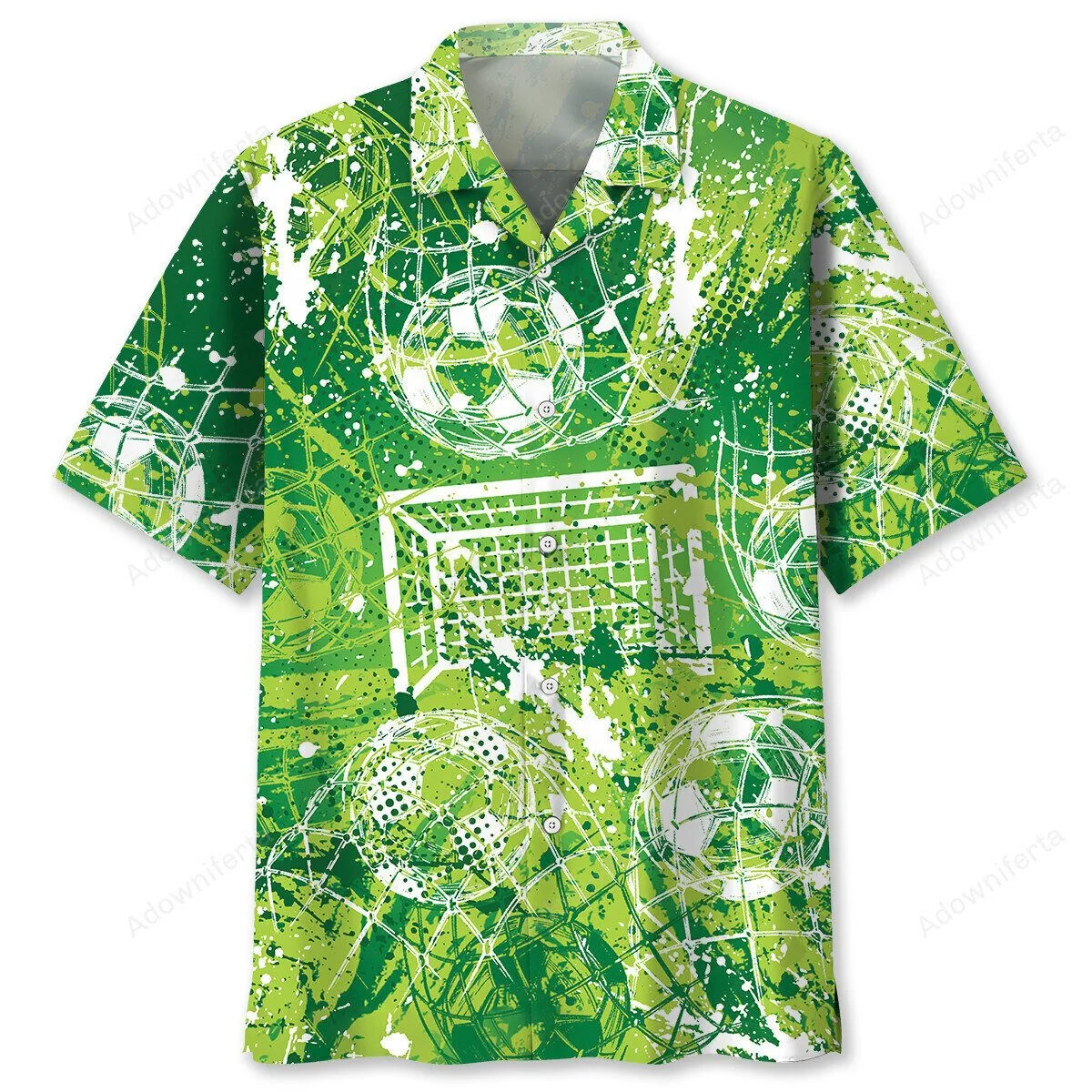 Soccer Ball And Goal Net Green Hawaiian Shirt