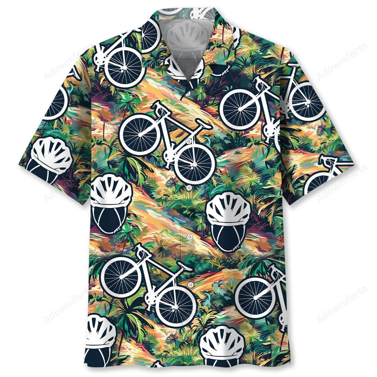 Mountain Biking Tropical Landscape Hawaiian Shirt for Cyclists