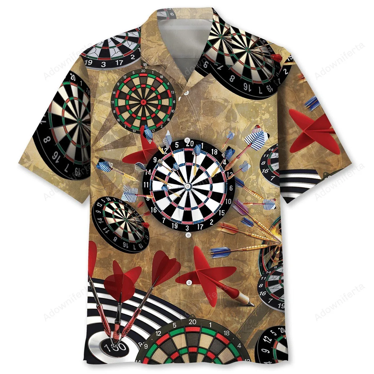 Darts Game Board And Arrows Pattern Men's Casual Hawaiian Shirt