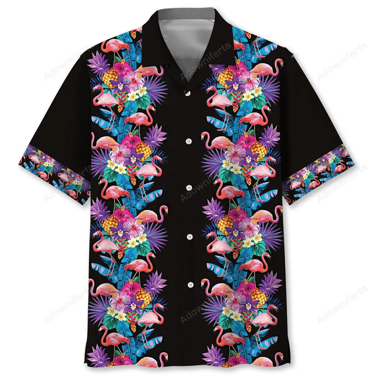 Tropical Flamingo Pineapple Hibiscus Hawaiian Shirt