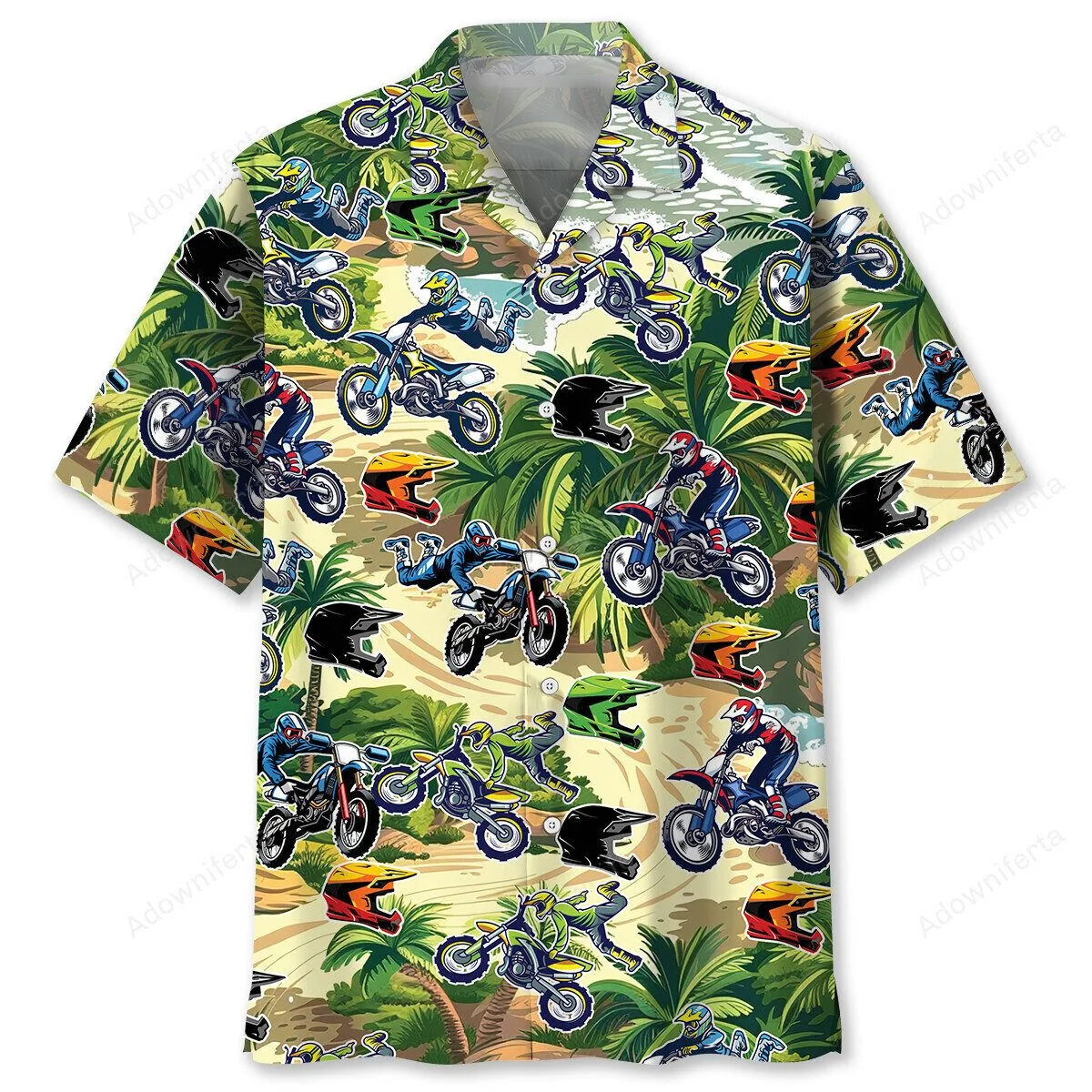 Motocross Dirt Bike Rider Tropical Palm Tree Hawaiian Shirt